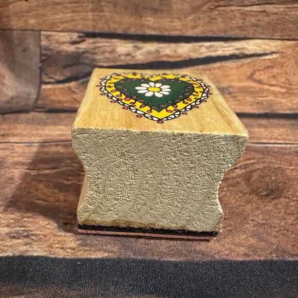 Flower & Heart Rubber Stamp Wooden Mounted Crafting Scrapbooking Cards Floral - Picture 5 of 9